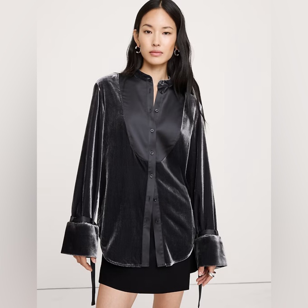 Banana Republic Velvet Tuxedo Shirt